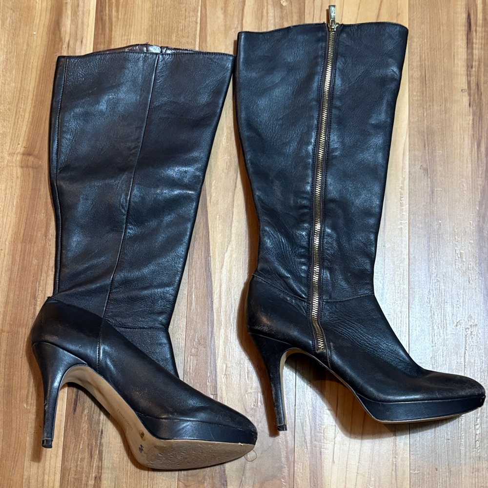 Vince Camuto Dark Brown Leather Heeled Boots